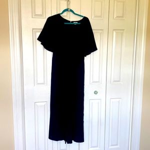 Loft black v neck flutter sleeve jumpsuit
